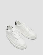 Pull & Bear Chunky Sneakers With Black Back Tab In White