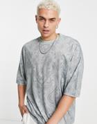 Asos Design Oversized T-shirt In All Over Tapestry Print-green
