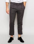 Adpt Wool Casual Pants In Slim Fit - Light Gray