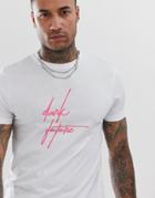 Asos Design T-shirt With Pink Dark Future Logo-white