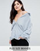 Missguided Plus Strappy Bardot Multiway Shirt - Blue
