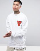 Reclaimed Vintage Inspired Varsity Oversized Sweatshirt - White