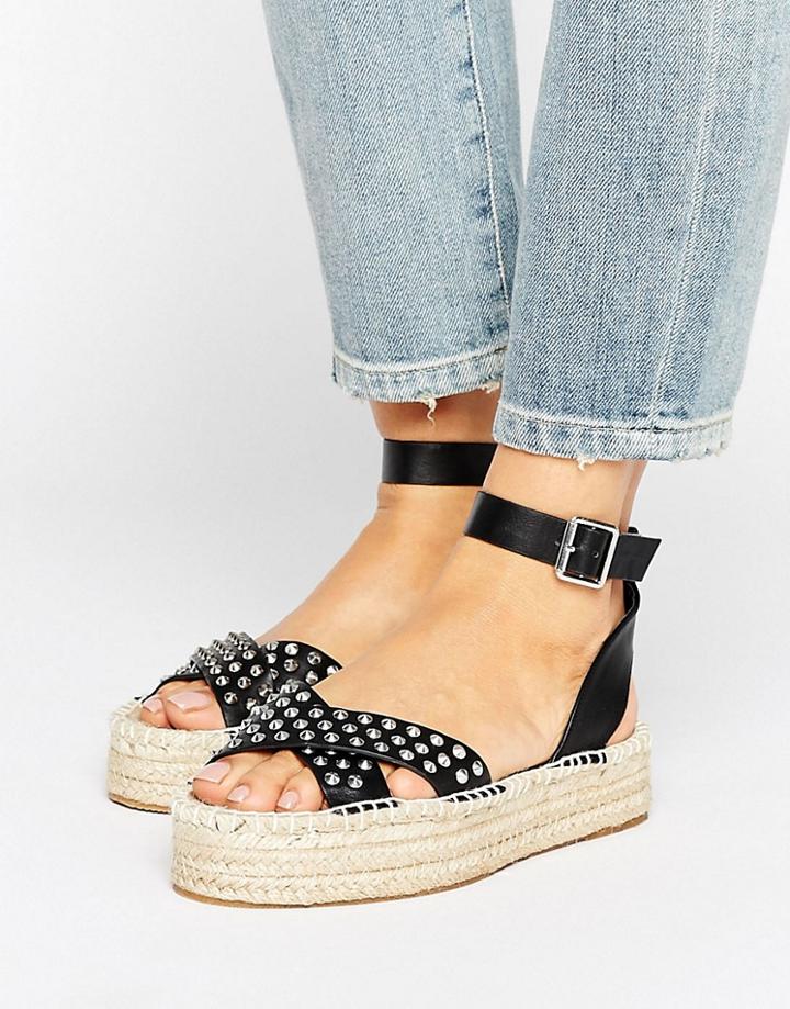 Asos Jammin Studded Sandal Espadrilles - Black