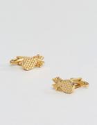 Asos Gold Plated Cufflinks With Pineapple Design - Gold
