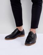 Asos Lace Up Derby Shoes In Black Leather With Natural Sole - Black
