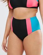 Costa Del Sol Plus Size Color Block High Waist Bikini Bottoms - Multi