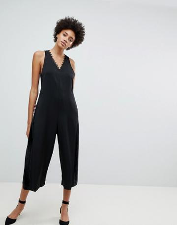 N12h Room Service Cropped Wide Leg Jumpsuit - Black