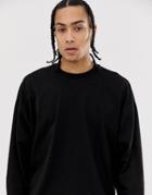 Asos Design Oversized Boxy Long Sleeve T-shirt In Black - Black