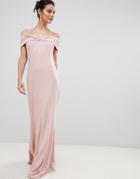 City Goddess Bardot Maxi Dress With Metal Detail - Pink