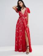 The Jetset Diaries Piazza Lace A-line Maxi Dress - Red