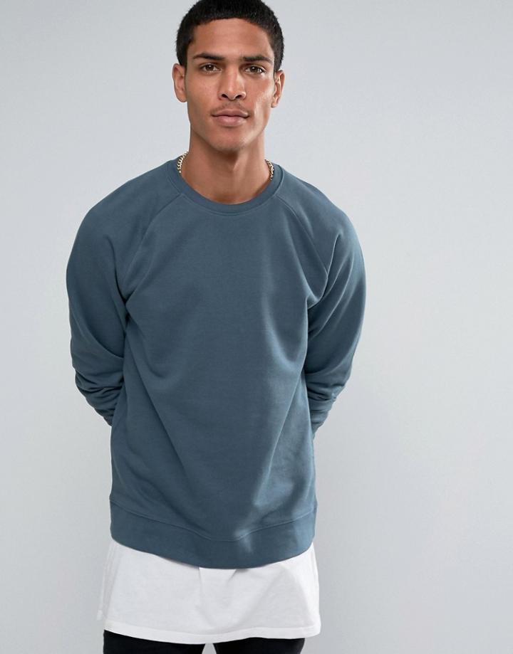 Asos Sweatshirt In Slate Blue - Gray