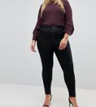 Asos Curve 'sculpt Me' Premium Jeans In Black Coated - Black
