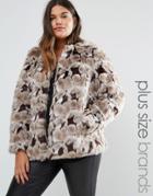Junarose Plus Lingis Jacket In Faux Fur - Brown