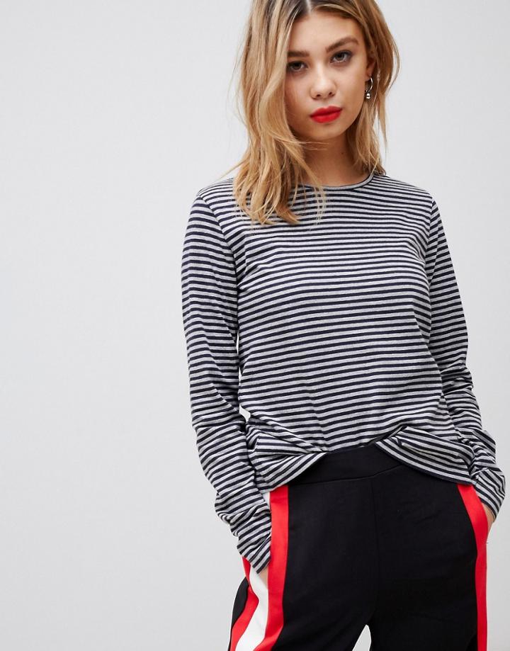 Noisy May Open Back Button Detail Top - Gray
