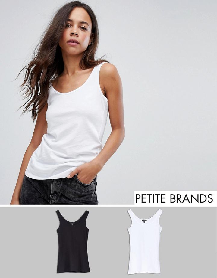 New Look Petite 2 Pack Classic Tanks - Black