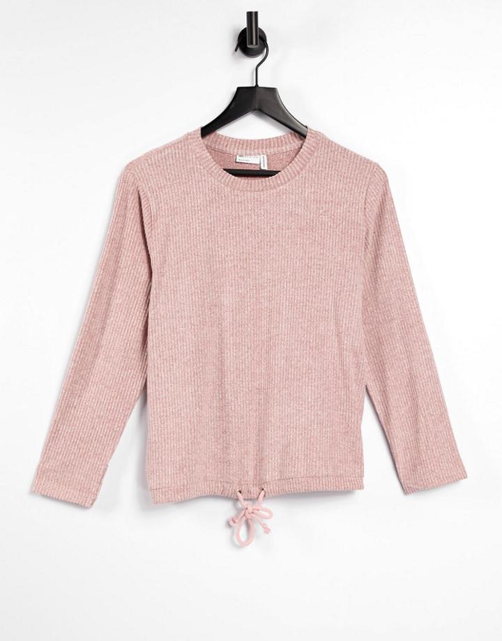 Asos Design Mix & Match Lounge Super Soft Rib Sweatshirt With Channelling In Dusky Pink-red