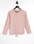 Asos Design Mix & Match Lounge Super Soft Rib Sweatshirt With Channelling In Dusky Pink-red
