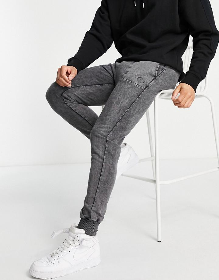 Criminal Damage Acid Wash Sweatpants In Black - Part Of A Set
