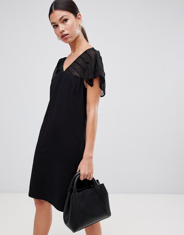 Y.a.s Lulita Sheer Shoulder Dress - Black