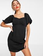 Vero Moda Mini Smock Dress With Balloon Sleeves In Black