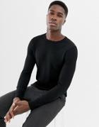 Jack & Jones Essentials 100% Merino Crew Neck Sweater - Black