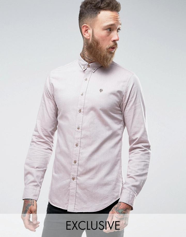 Noose & Monkey Skinny Oxford Shirt - Stone