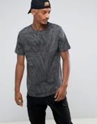 Pull & Bear T-shirt With Palm Tree Print In Gray - Black