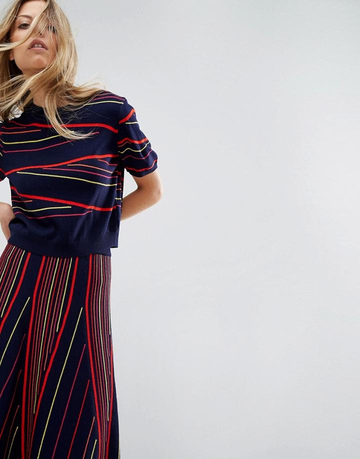 Asos Co-ord Cropped Tee In Stripe - Navy