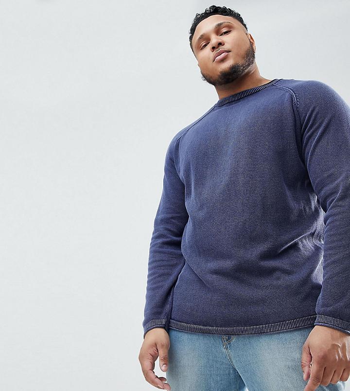 Replika Plus Sweater In 100% Cotton-navy