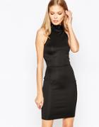 Oh My Love Body-conscious Dress With Floral Embellishment - Black