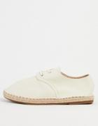 Truffle Collection Canvas Lace Up Espadrilles In Ecru-white