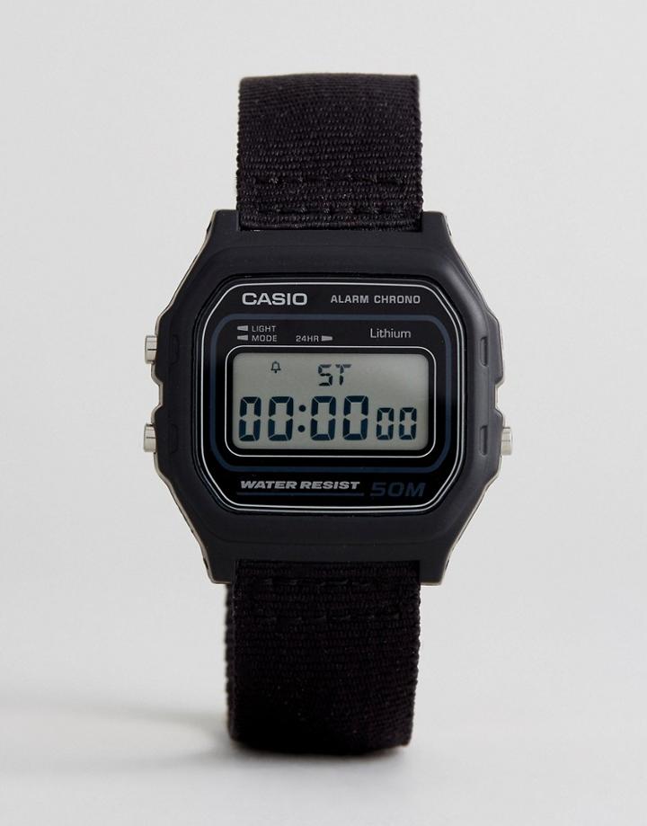 Casio W-59b 1avef Digital Canvas Watch In Black - Black