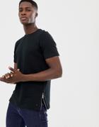 Jack & Jones Premium T-shirt With Side Zip Details - Black
