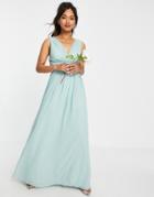 Little Mistress Bridesmaids V Neck Maxi Dress In Green