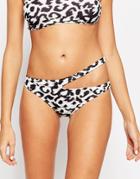 Asos Snow Leopard Print Strappy Bikini Bottom - Snow Leopard Print