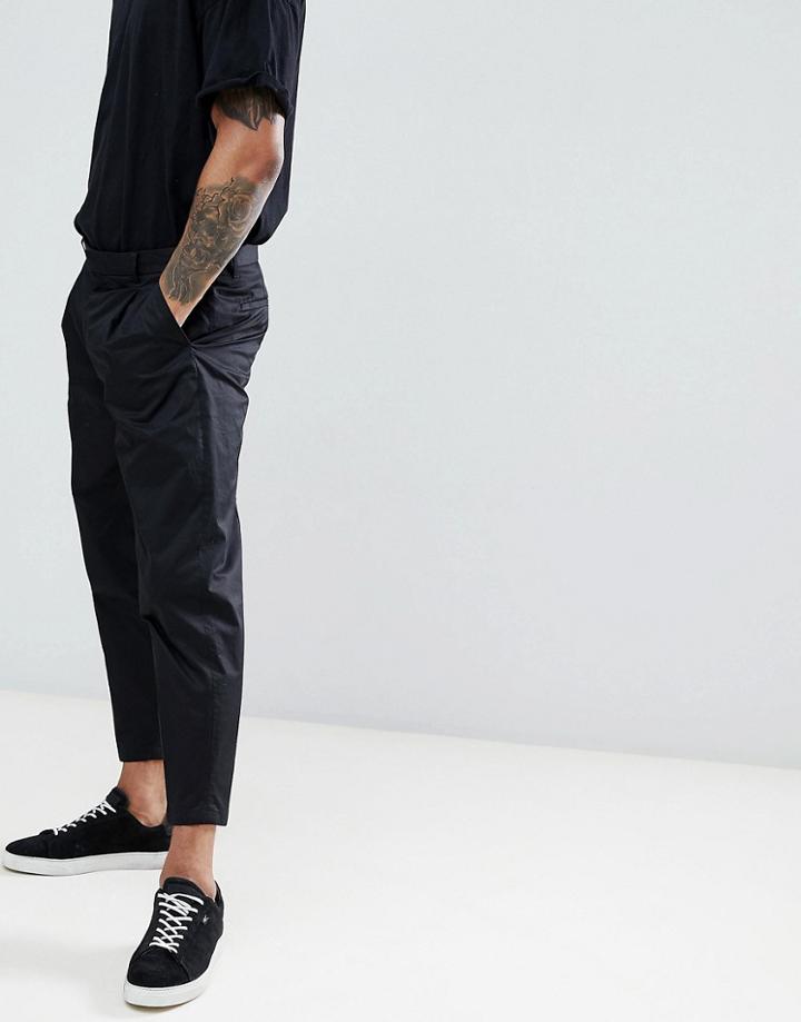 Allsaints Smart Cropped Trousers In Carrot Fit - Black