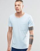 Nudie Worker Pocket T-shirt In Light Blue - Blue