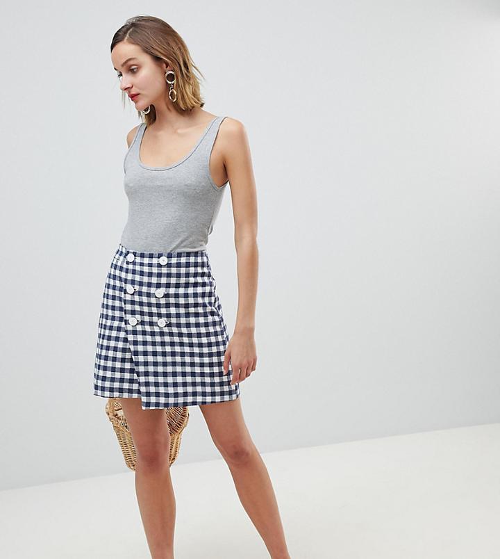 Mango Double Breasted Check Skirt In Multi