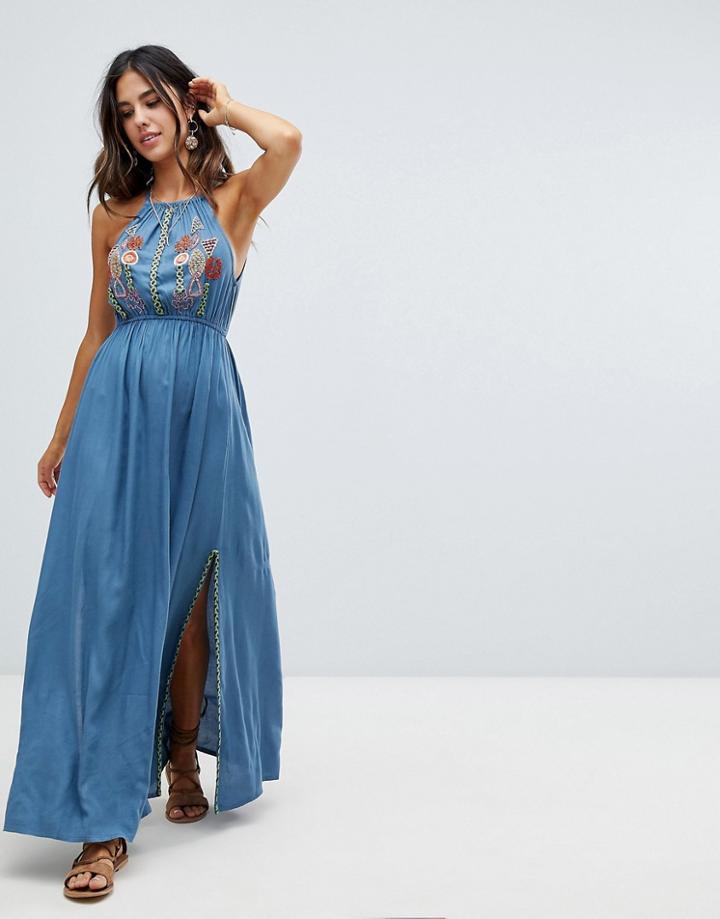 Raga Lucita Embroidered Maxi Dress - Blue