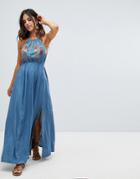 Raga Lucita Embroidered Maxi Dress - Blue