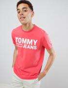 Tommy Jeans Essential Logo T-shirt In Red - Red