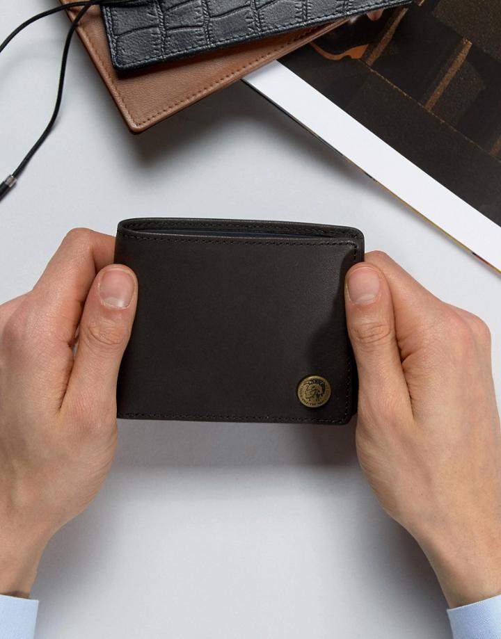 Diesel Leather Wallet With Stud Detail Black - Black