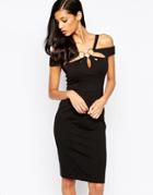Forever Unique Krista Midi Bandage Dress With Ring Detail - Black