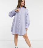 Lola May Curve Shirt Dress In Blue Stripe-blues