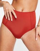 Monki Margie High Waist Bikini Bottom In Red - Red