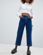 Bershka Contrast Stitch Jeans - Blue