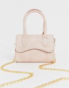 Asos Design Micro Grab Bag With Curved Flap And Detachable Strap-pink
