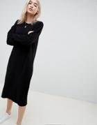 Asos Design Sweater Dress In Fine Knit - Black