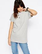 Asos Oversized T-shirt With Embroidered Heart - Gray Marl