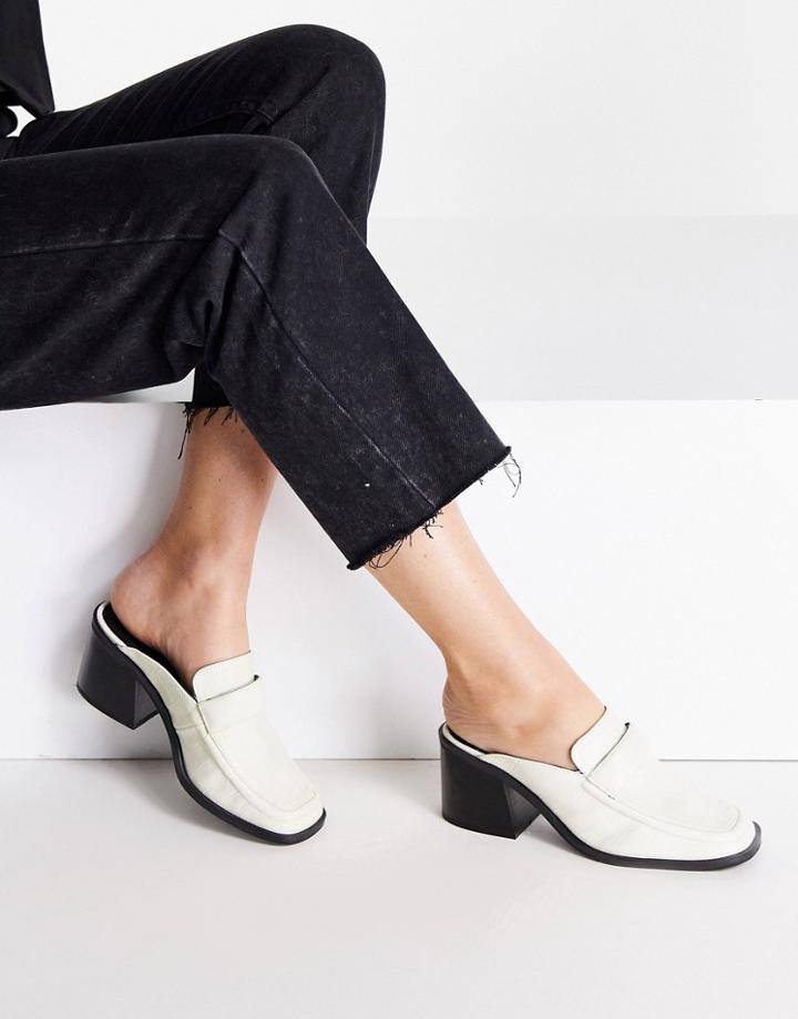 Asos Design Sky Padded Heeled Loafers In Off White-neutral